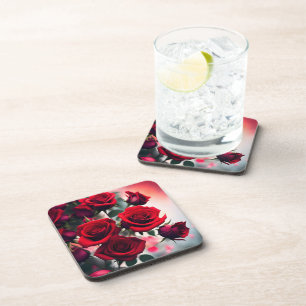 Scarlet Red Rose Bouquet, Coaster