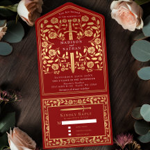 Scarlet Red Royal Medieval Sword Wedding