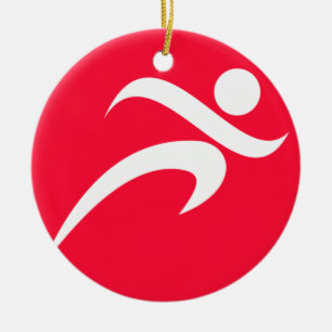 Scarlet Red Running Ceramic Ornament