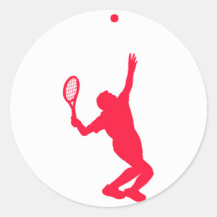 Scarlet Red Tennis Classic Round Sticker