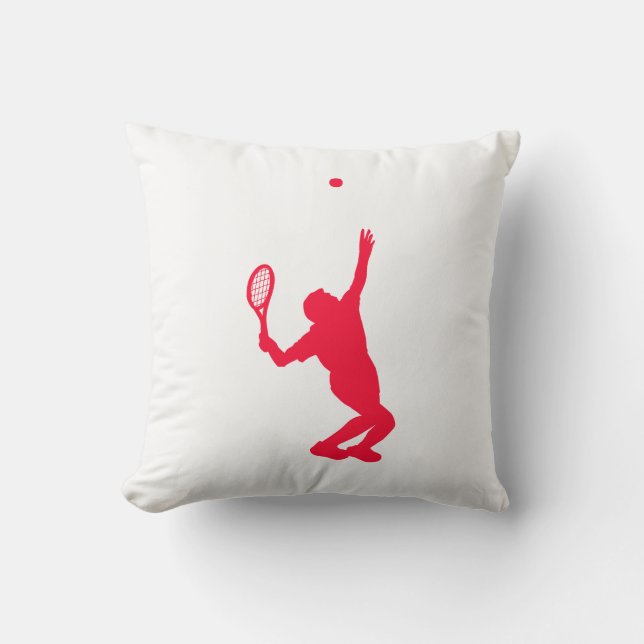 Scarlet Red Tennis Throw Pillow (Front)