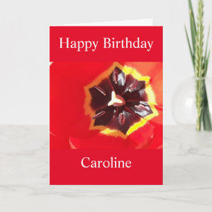 Scarlet Red Tulip Birthday Card