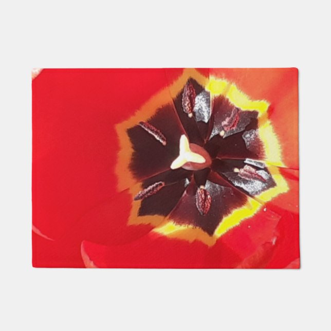 Scarlet Red Tulip  Doormat (Front)