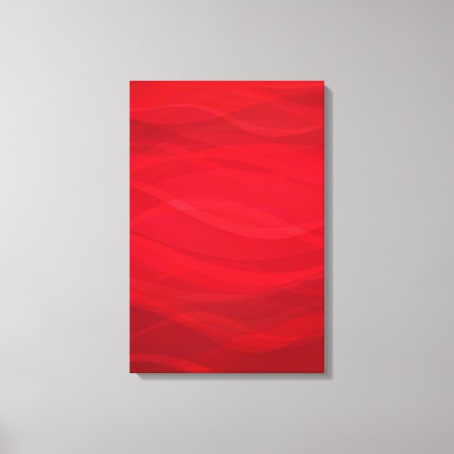Scarlet red waves abstract graphic triptych canvas print (Front)
