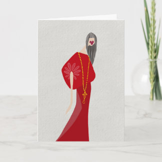 Scarlet Red Woman Style Glam Fashion Art Card