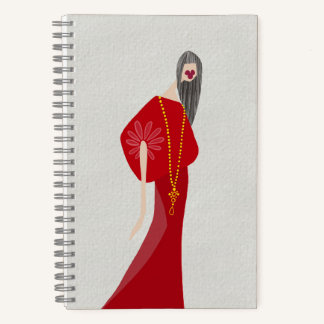 Scarlet Red Woman Style Glam Fashion Art Notebook
