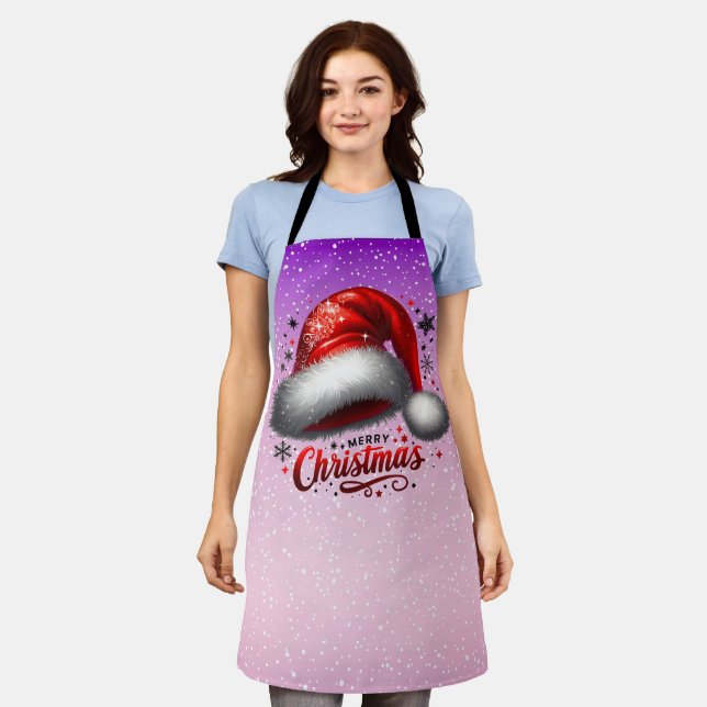 Scarlet Santa Hat Glow  Apron (Worn)