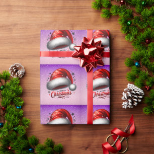Scarlet Santa Hat Glow  Wrapping Paper