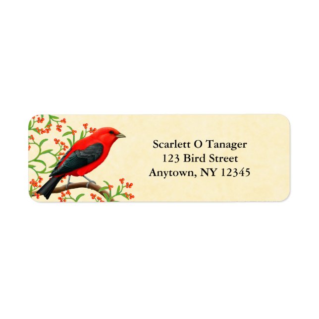 Scarlet Tanager Customizable Address Label (Front)