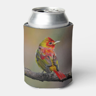 Scarlet Tanager Molting - Original Photograph Can Cooler