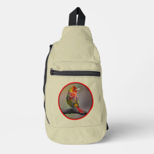 Scarlet Tanager Molting Original Photograph Sling Bag
