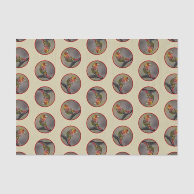 Scarlet Tanager Molting Original Photograph Tissue Paper (Front)