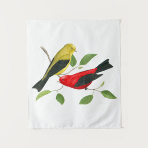 Scarlet Tanagers Bird Art Tapestry