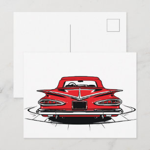 Scarlet Vintage Rear Pop Art Drive Postcard