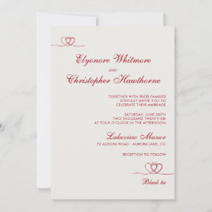 Scarlet Wine Elegant Chic Calligraphy Wedding Invitation