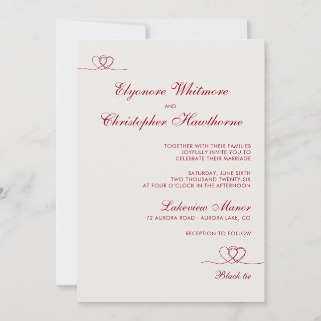 Scarlet Wine Modern Chic Mix and Match Wedding Invitation (Front)