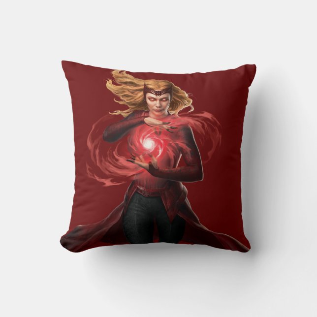 Scarlet Witch Chaos Magic Throw Pillow (Front)