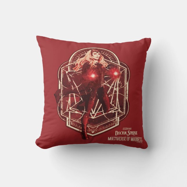 Scarlet Witch Mystic Art Nouveau Graphic Throw Pillow (Front)