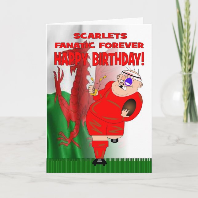 Scarlets Fanatic Forever Rugby Birthday Card (Front)