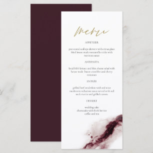 SCARLETT   Boho Burgundy and Gold Menu Card