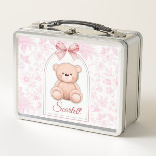 Scarlett   Custom Pink Teddy Bear Nursery Design  Metal Lunch Box