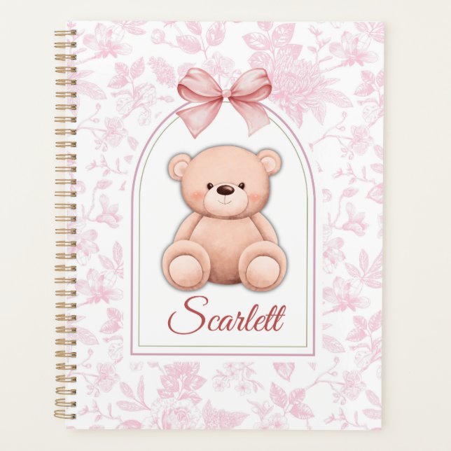 Scarlett | Custom Pink Teddy Bear Nursery Design  Planner (Front)