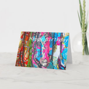 Scarves in Multi colours Happy Birthday Card
