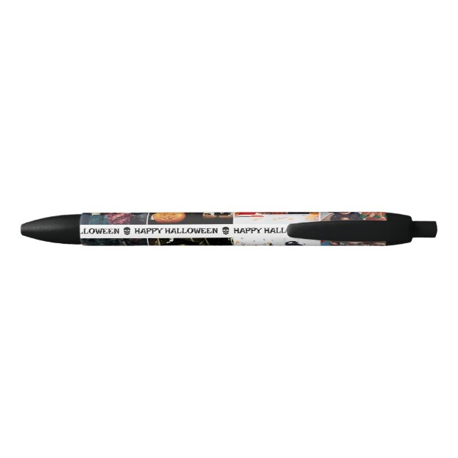 Scary Add Your Own Photo Monogram Happy Halloween Black Ink Pen (Back)