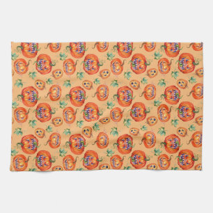 Scary and smiling Halloween pumpkin Bath Towel Se