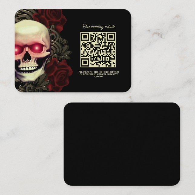 Scary and spooky skull gothic Halloween Wedding Enclosure Card (Front/Back)