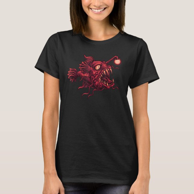 Scary Anglerfish for Deep Sea Fish T-Shirt (Front)