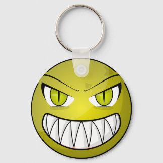 Scary Angry Green Cartoon Face Keychain