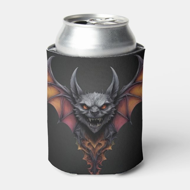 Scary Bat Ink Drawing, Can Cooler (Can Front)