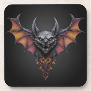 Scary Bat Ink Drawing, Coaster