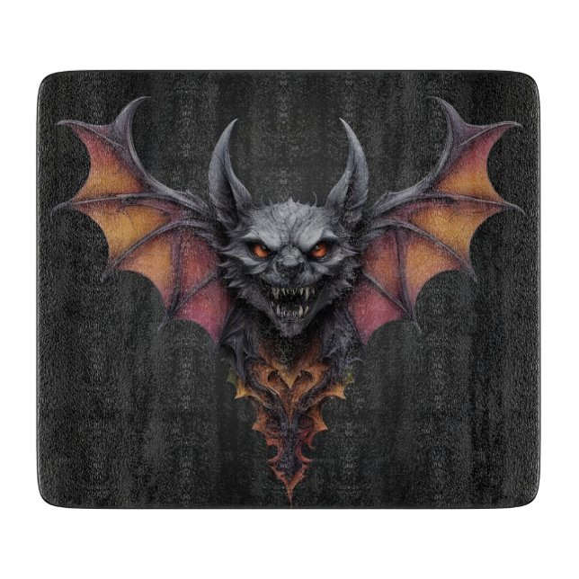 Scary Bat Ink Drawing, Cutting Board (Front)