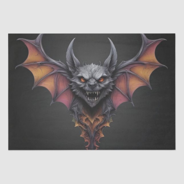 Scary Bat Ink Drawing, Decoupage Tissue Paper (Front)