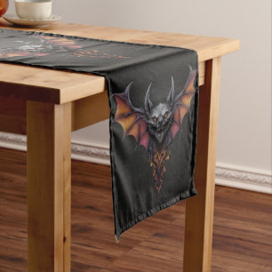 Scary Bat Ink Drawing, Long Table Runner
