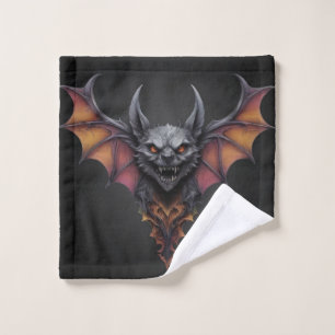Scary Bat Ink Drawing, Wash Cloth