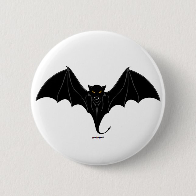 Scary Black Bat 2 Inch Round Button (Front)