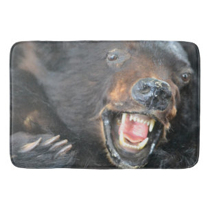 Scary Black Bear Bath Mat