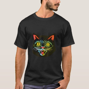 Scary Black Cat Face Graphic Cat Halloween T-Shirt