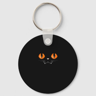 Scary Black Cat Face Halloween Costume Cat Lovers Keychain