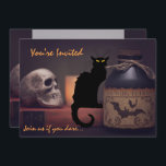 Scary Black Cat n Skull Halloween Birthday Invite<br><div class="desc">This Halloween Birthday Party invitation features a scary black cat and spooky skull with a potion bottle inviting your guests to join you if they dare.  It can be personalized with all of your party details.</div>