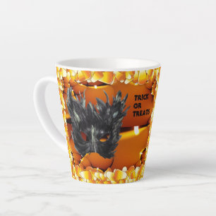 Scary Black Halloween Masque Latte Mug