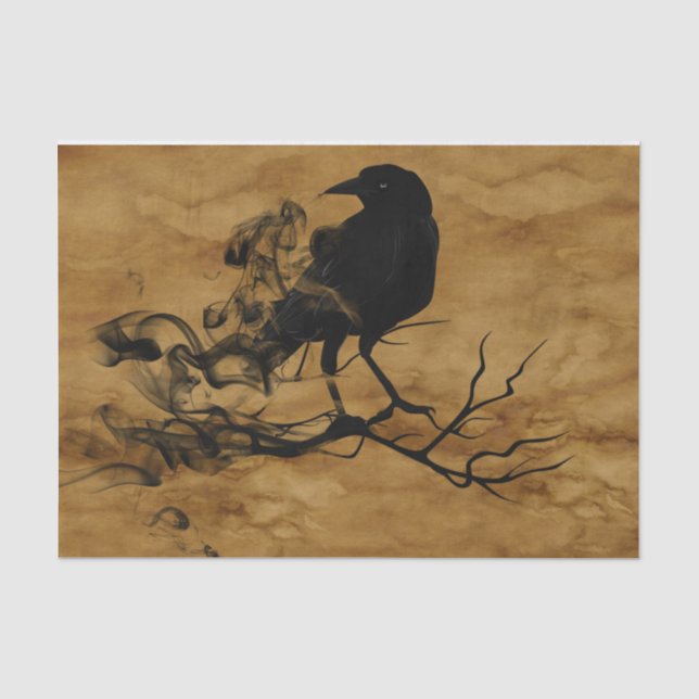 Scary Black Raven Halloween Tissue Paper (Front)