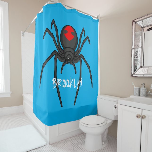 Scary black widow spider cartoon illustration (In Situ)