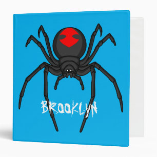 Scary black widow spider cartoon illustration  binder