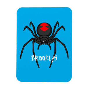 Scary black widow spider cartoon illustration  magnet