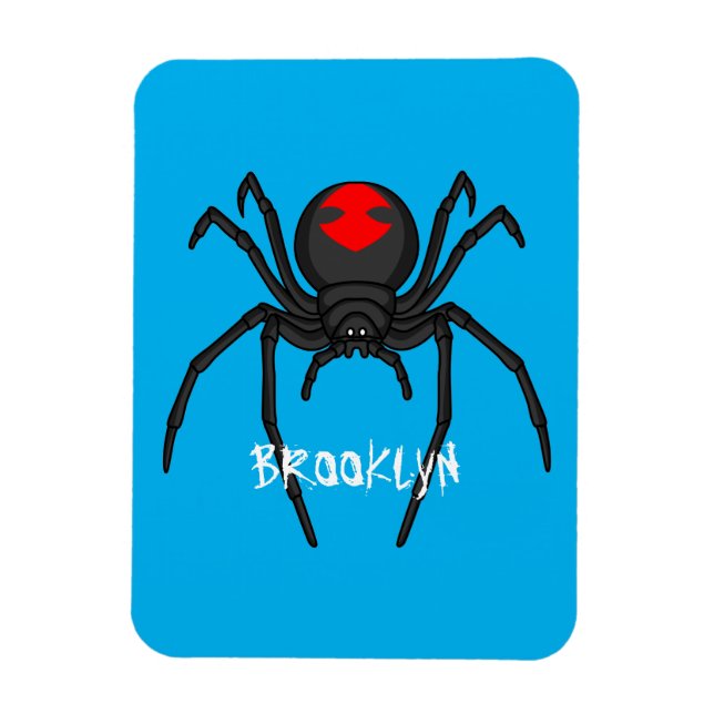 Scary black widow spider cartoon illustration  magnet (Vertical)
