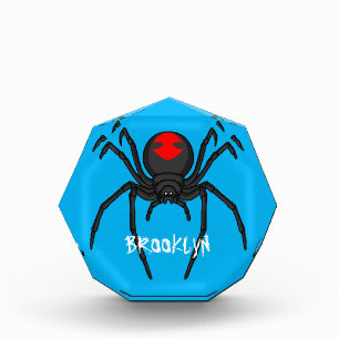 Scary black widow spider cartoon illustration photo block